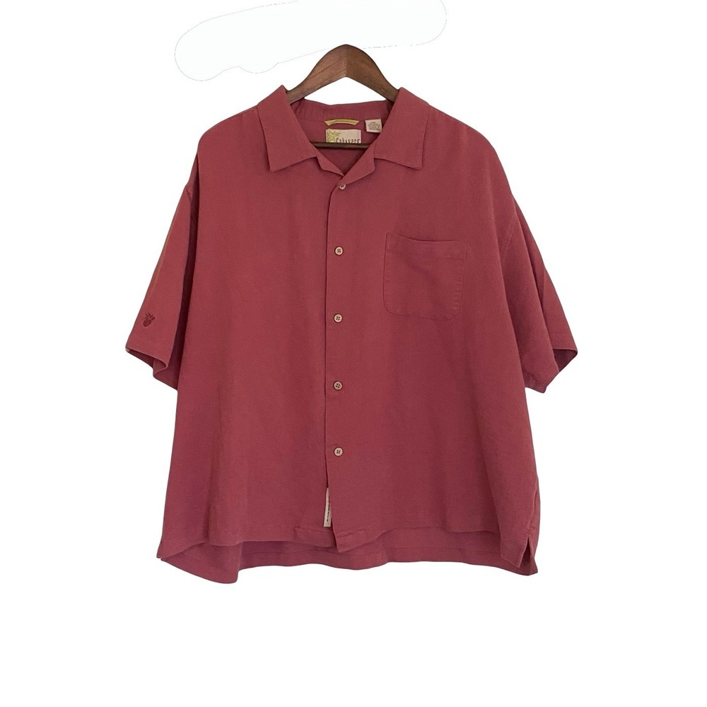 Cubavera Men's Shirt‎ XXXL Pink Short Sleeve Camp Rayon Blend Front Button